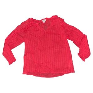 J. Crew Red Novelty Artist Top Swiss Dot Blouse
